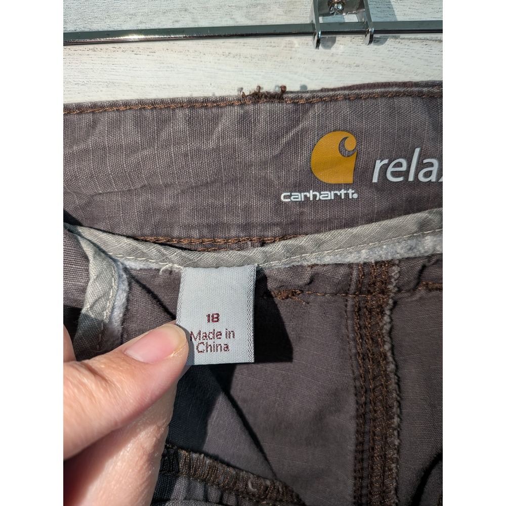 Carhartt Womens size18 Relaxed Fit Ripstop Cargo Shorts Gray Convertible Roll Up - Picture 7 of 10